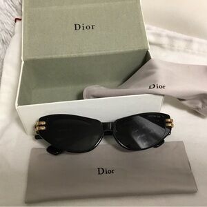 Dior Black Cat-Eye Sunglasses with Gold Trim